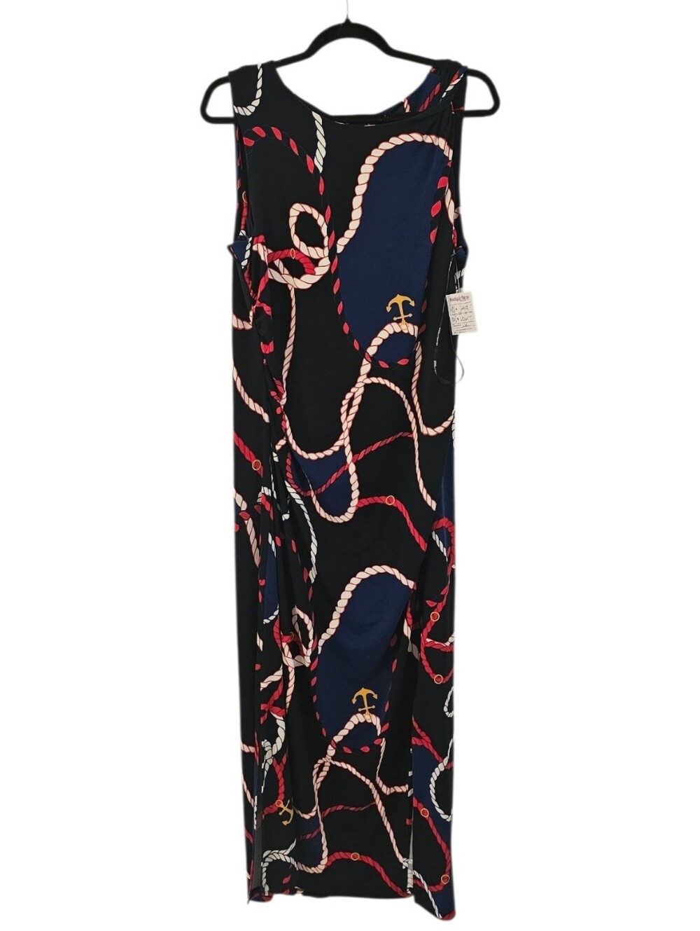 Frank Lyman Design Navy and Black Rope-Print Sleeveless Maxi Dress